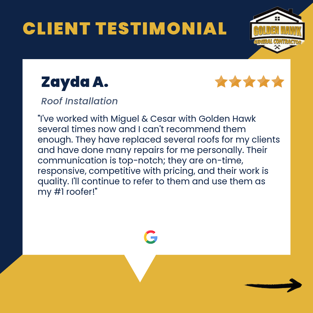 Golden Hawk Review on Google by Zayda